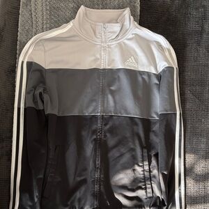 Adidas Boys Black, Gray, and White Windbreaker